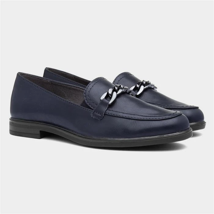 Jana Softline Womens Navy Chain Loafer - Image 5