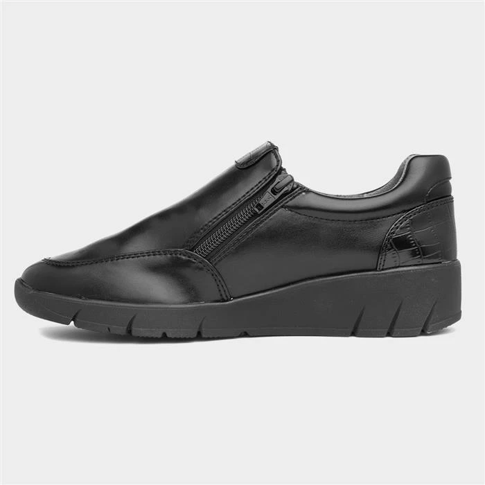 Jana Softline Womens Black Zip Up Shoes - Image 2
