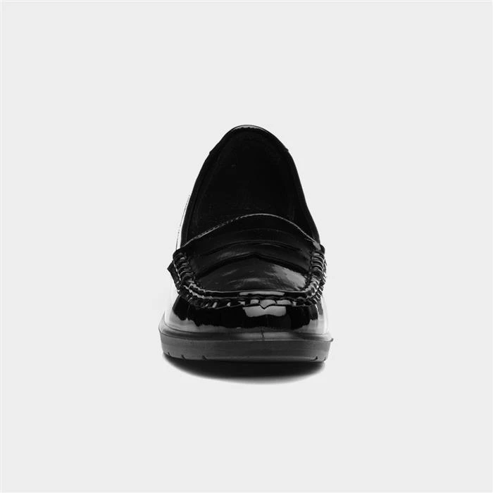 Softlites Womens Black Patent Wedge Loafer Shoe