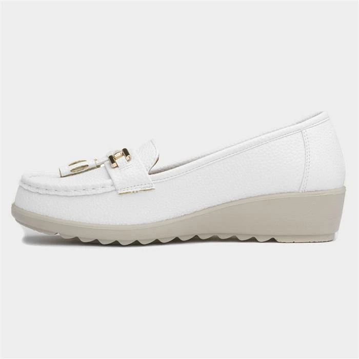 Cushion Walk Molly Womens White Wedge Loafer - Image 2