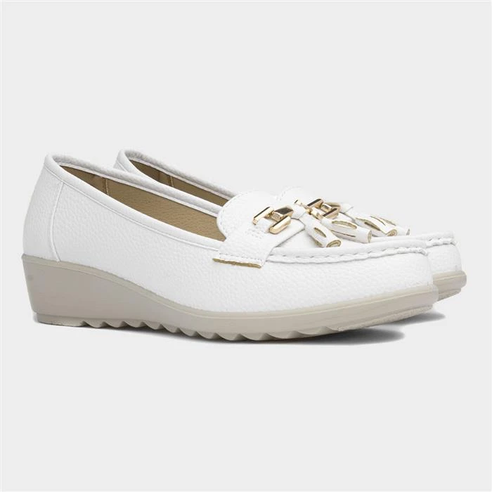 Cushion Walk Molly Womens White Wedge Loafer - Image 5