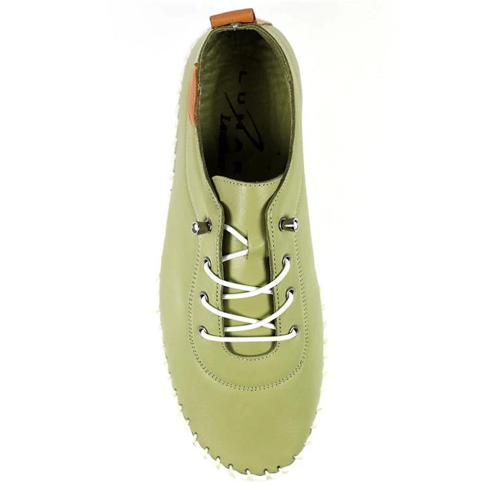 Lunar St Ives Womens Khaki Green Leather Shoe - Image 2