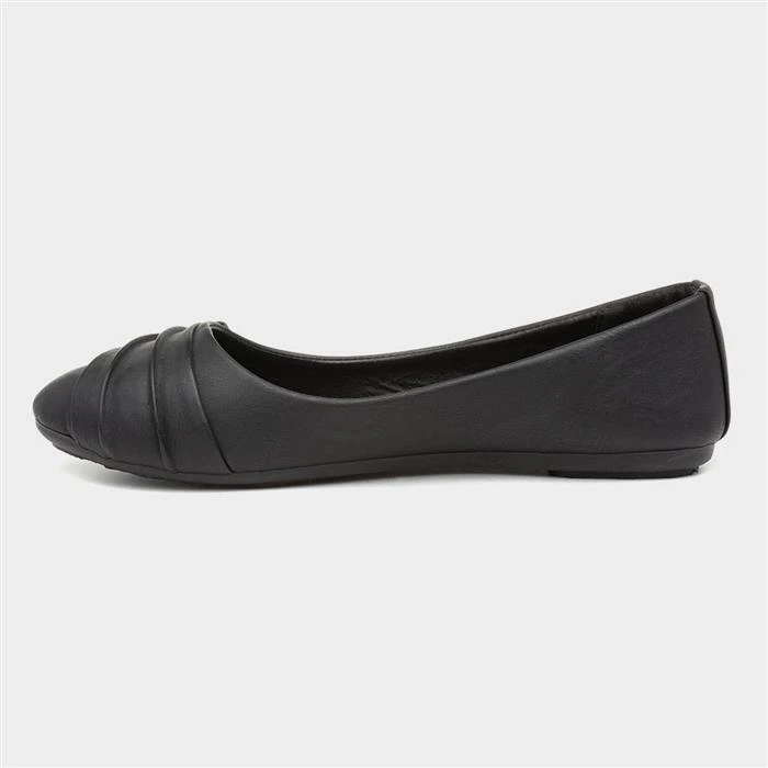 Lilley Gina Womens Black Front Pleated Ballerina - Image 2