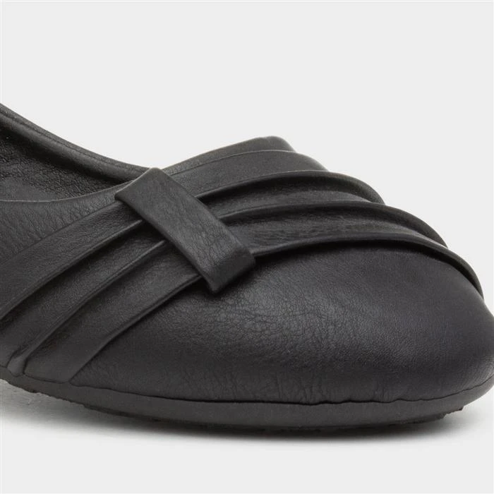 Lilley Gina Womens Black Front Pleated Ballerina - Image 4