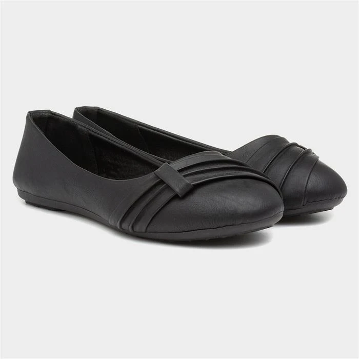 Lilley Gina Womens Black Front Pleated Ballerina - Image 5