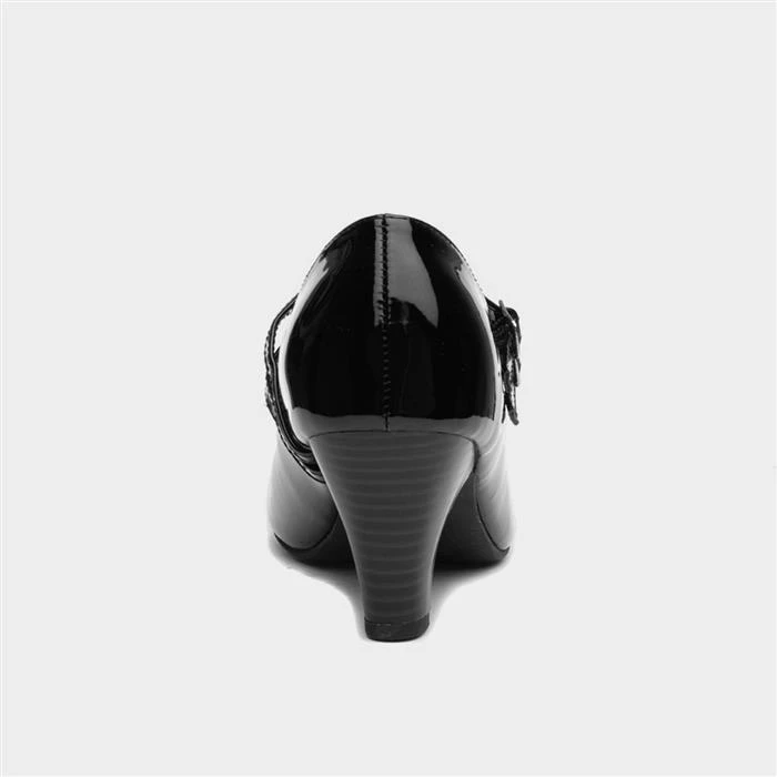 Lilley Violet Womens Black Patent Strap Court Shoe - Image 3