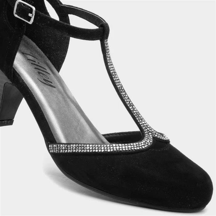 Lilley Vivien Womens Black T-Bar Court Shoe - Image 4