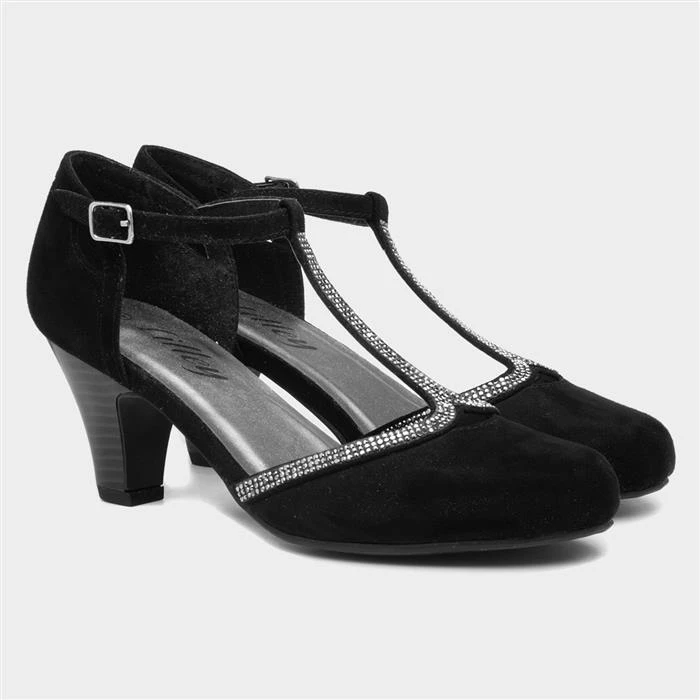 Lilley Vivien Womens Black T-Bar Court Shoe - Image 5