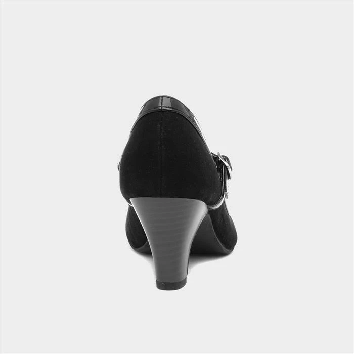 Lilley Vicky Womens Black Faux Suede Court Shoe - Image 3