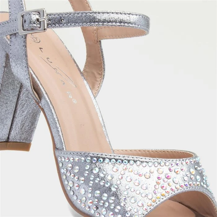 Lunar Krystal Womens Metallic Silver Diamante Heel - Image 4