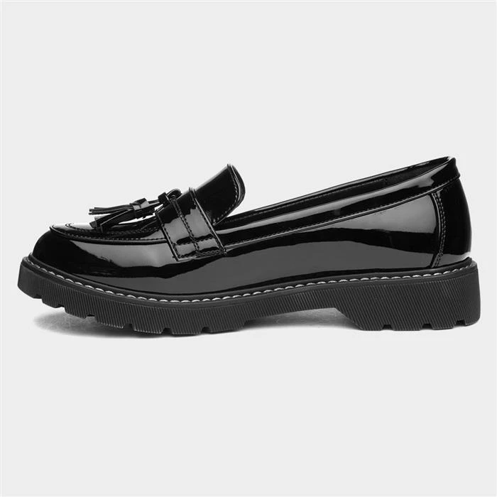 Lilley Angel Womens Black Patent Tassel Loafer - Image 2