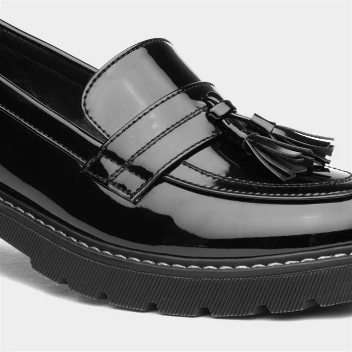 Lilley Angel Womens Black Patent Tassel Loafer - Image 4