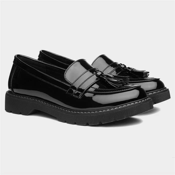 Lilley Angel Womens Black Patent Tassel Loafer - Image 5