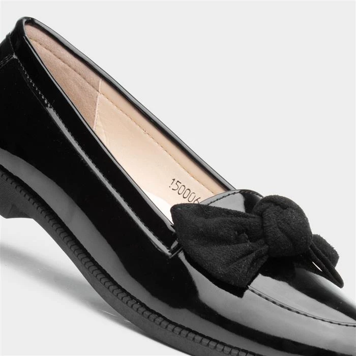 Lilley Anita Womens Black Patent Loafer With Bow - Image 4