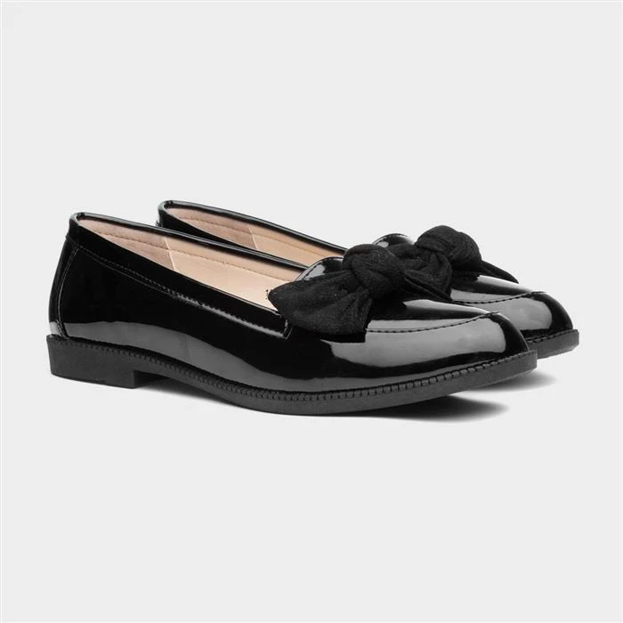 Lilley Anita Womens Black Patent Loafer With Bow - Image 5