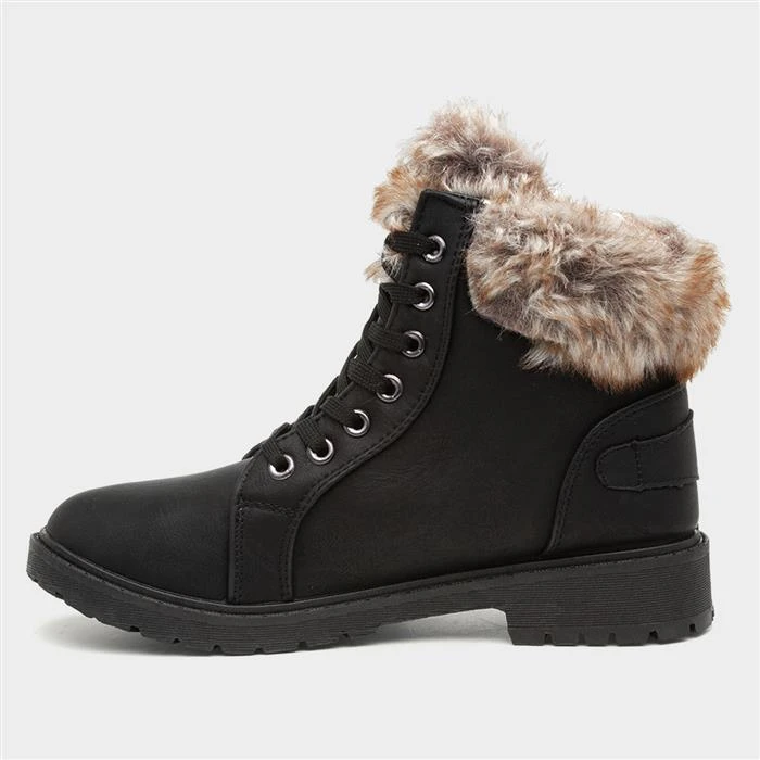 Lilley Maggie Womens Black Lace Up Boot - Image 2