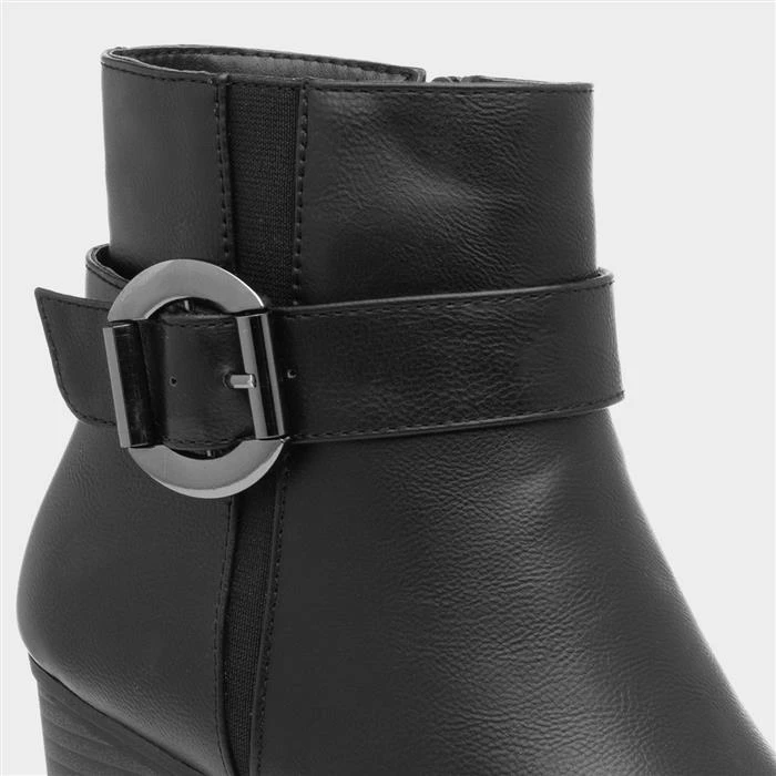 Lilley May Womens Black Heeled Ankle Boot - Image 4