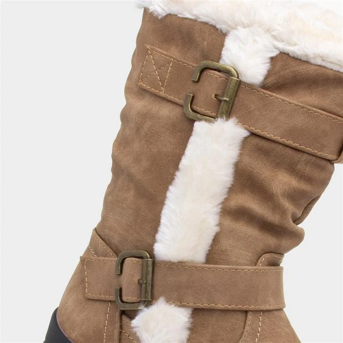Softlites Womens Tan Faux Fur Calf Boot - Image 4