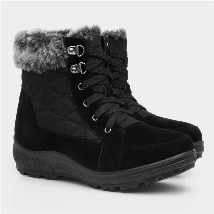 Softlites Womens Black Lace Up Ankle Boot - Image 5