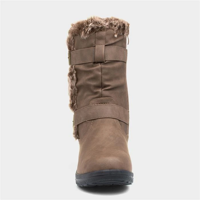 Softlites Jo Womens Brown Faux Fur Calf Boot