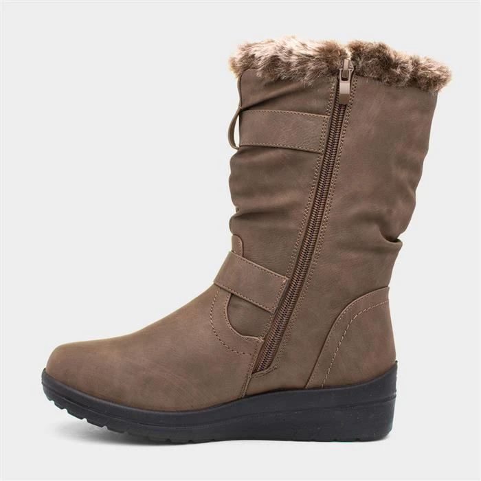 Softlites Jo Womens Brown Faux Fur Calf Boot - Image 2