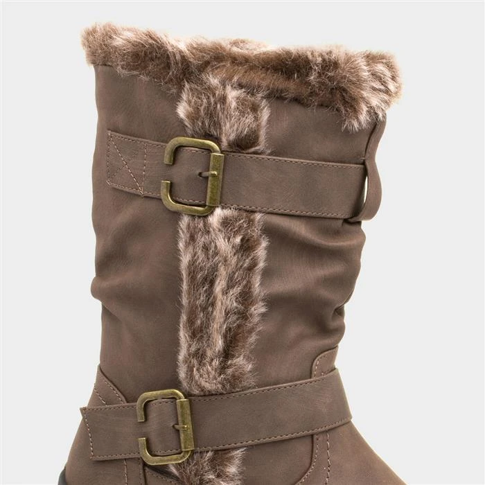 Softlites Jo Womens Brown Faux Fur Calf Boot - Image 4