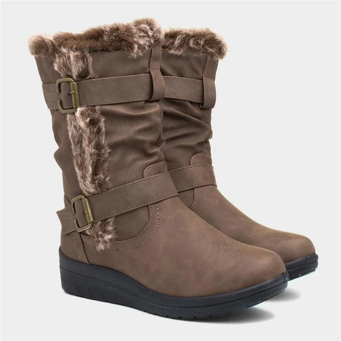 Softlites Jo Womens Brown Faux Fur Calf Boot - Image 5