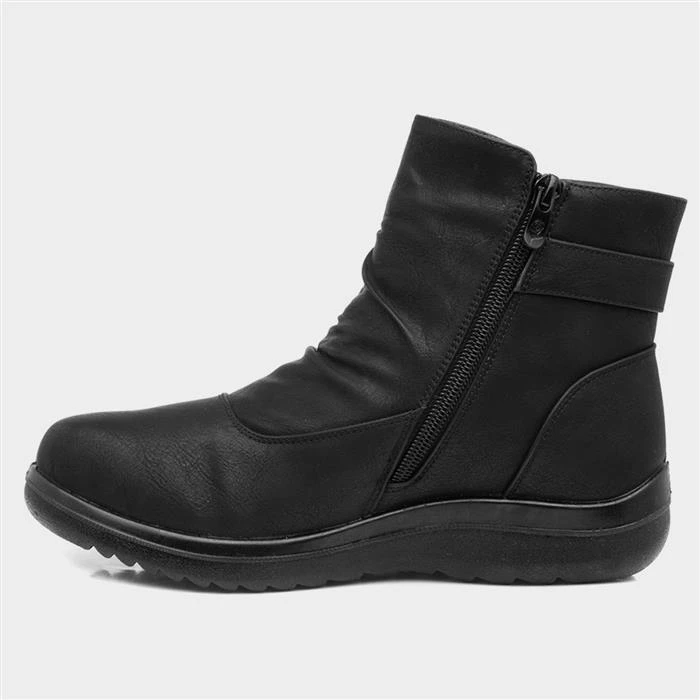 Softlites Jean Womens Black Buckled Ankle Boot - Image 2