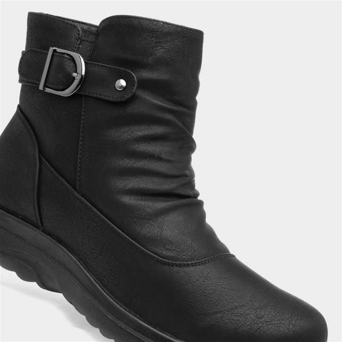 Softlites Jean Womens Black Buckled Ankle Boot - Image 4