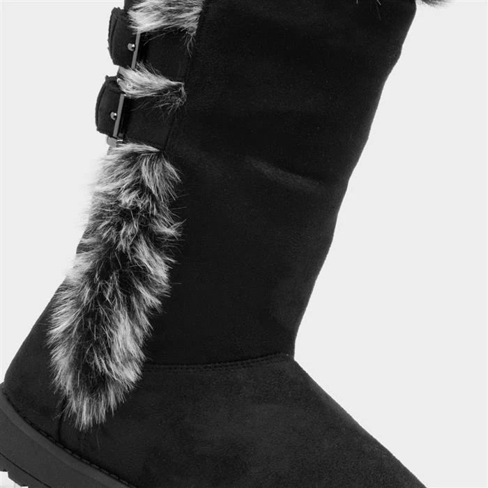Lilley Womens Black Faux Fur Trim Calf Boot - Image 4