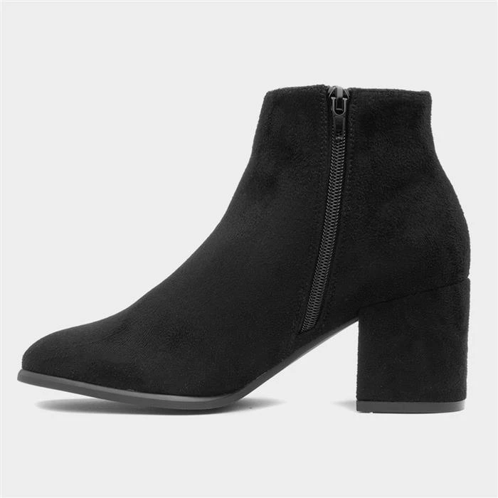 Lilley Maya Womens Black Zip-Up Heeled Ankle Boot - Image 2
