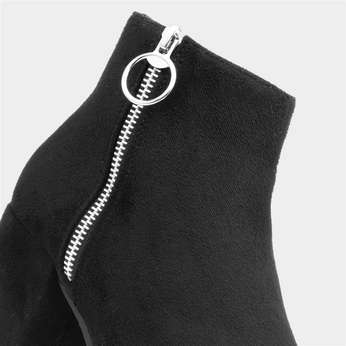 Lilley Maya Womens Black Zip-Up Heeled Ankle Boot - Image 4