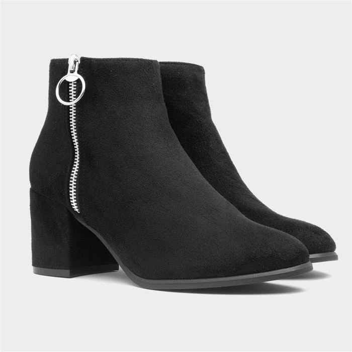 Lilley Maya Womens Black Zip-Up Heeled Ankle Boot - Image 5