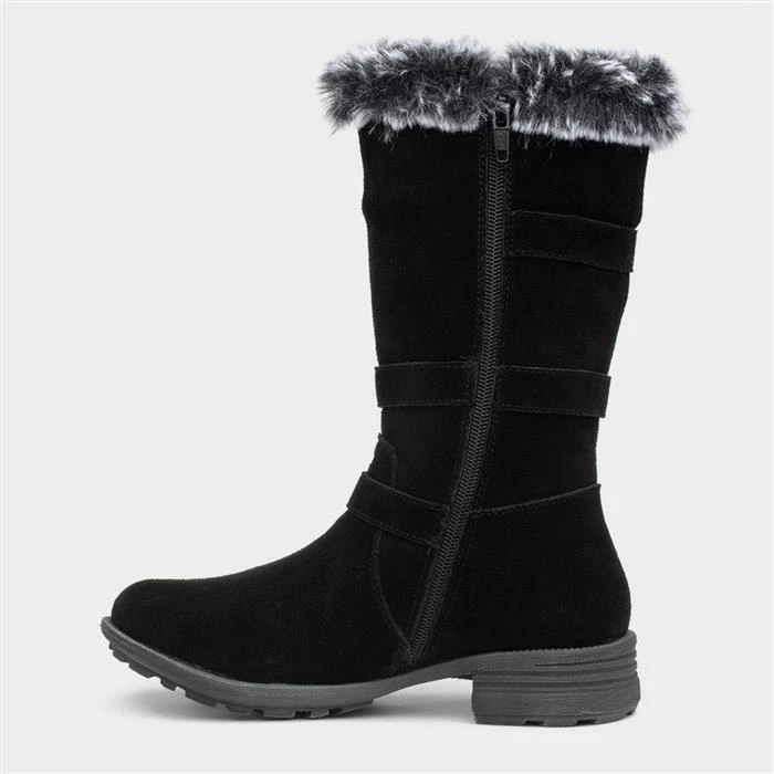 Hush Puppies Saluki Womens Black Suede Boot - Image 2