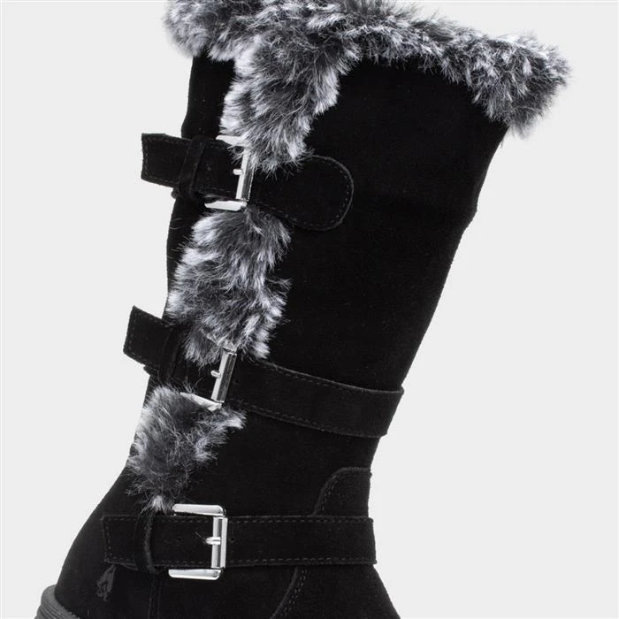 Hush Puppies Saluki Womens Black Suede Boot - Image 4