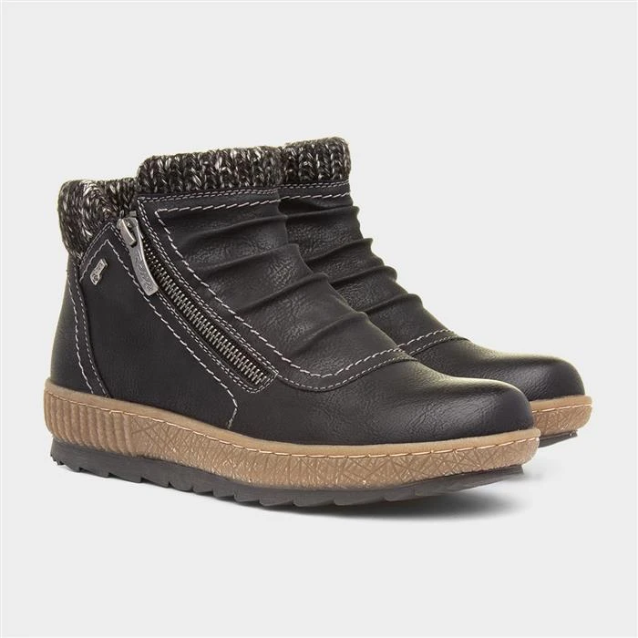 Relife Louisa Womens Black Knit Trim Ankle Boot - Image 5