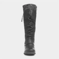 Cushion Walk Leah Womens Black High Leg Boot