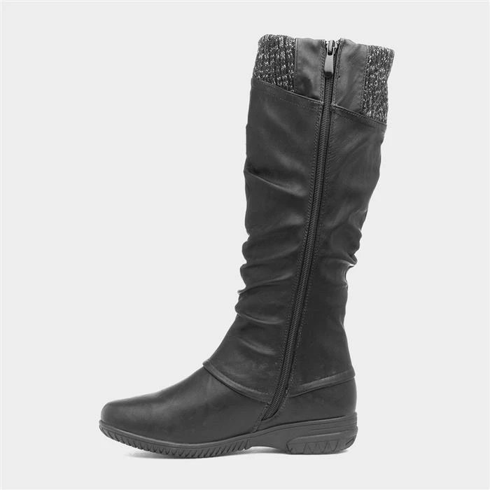 Cushion Walk Leah Womens Black High Leg Boot - Image 2
