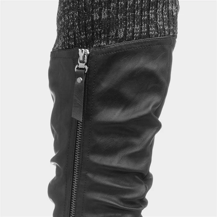 Cushion Walk Leah Womens Black High Leg Boot - Image 4