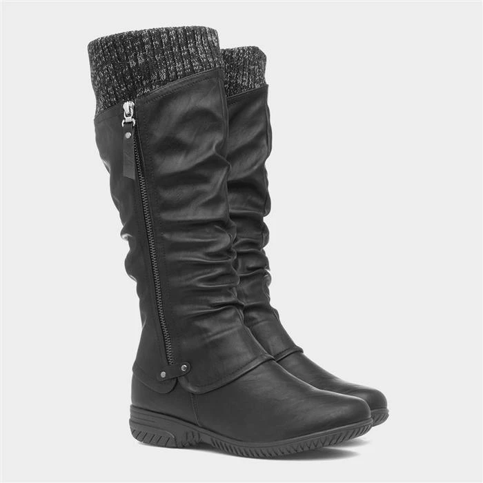 Cushion Walk Leah Womens Black High Leg Boot - Image 5