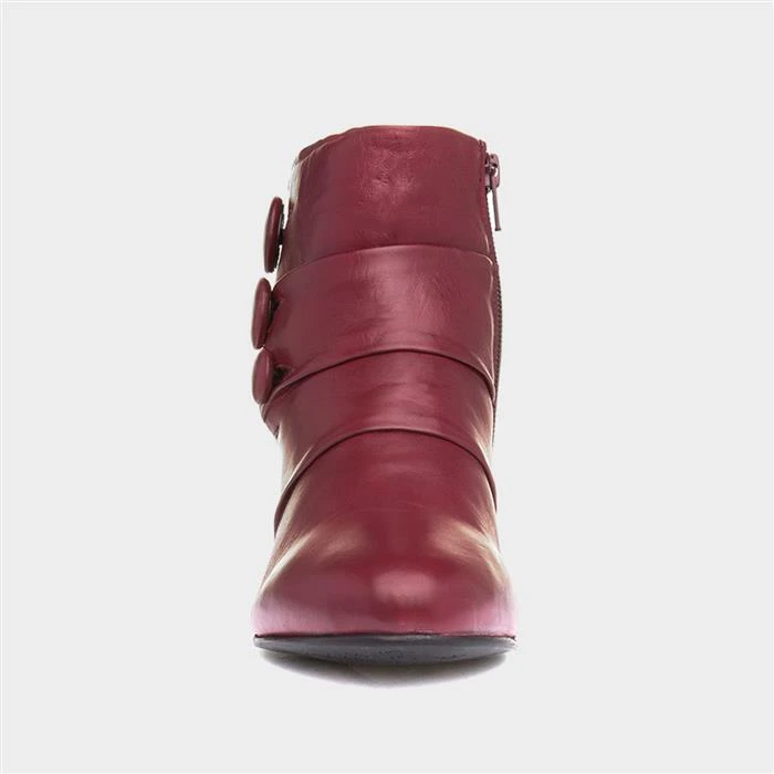 Lotus Prancer Womens Red Leather Ankle Boot