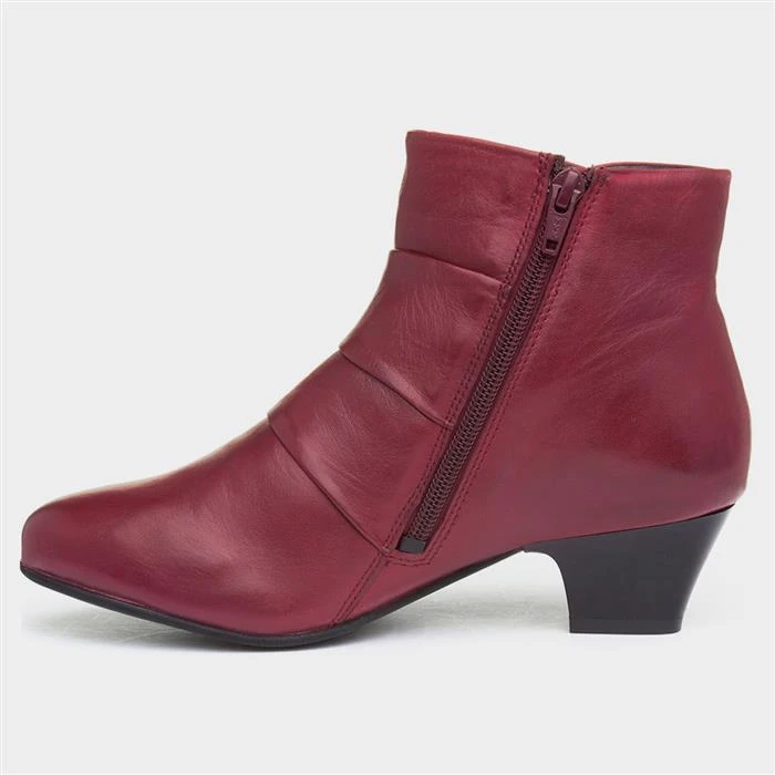 Lotus Prancer Womens Red Leather Ankle Boot - Image 2
