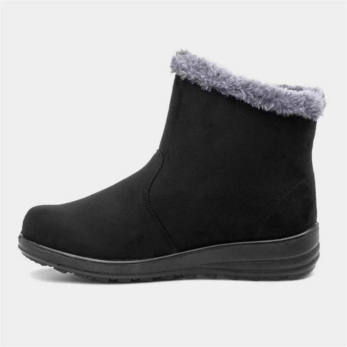 Cushion Walk Olivia Womens Black Faux Fur Boot - Image 2