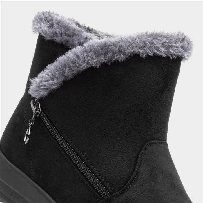 Cushion Walk Olivia Womens Black Faux Fur Boot - Image 4