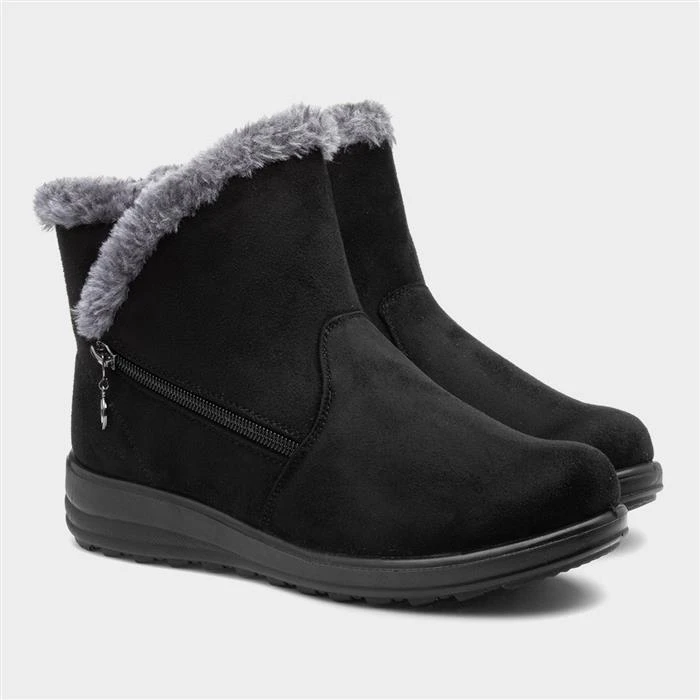 Cushion Walk Olivia Womens Black Faux Fur Boot - Image 5