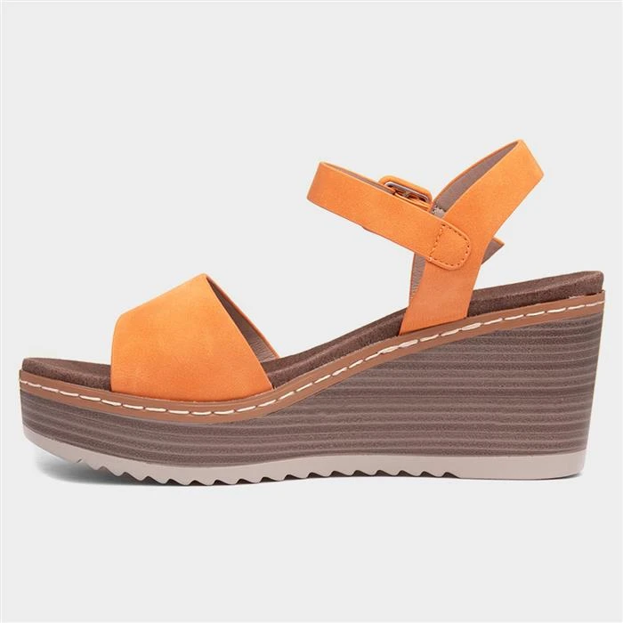 Heavenly Feet Orion Womens Orange Wedge Sandal - Image 2
