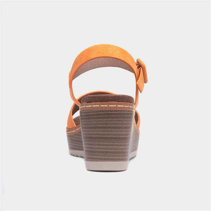 Heavenly Feet Orion Womens Orange Wedge Sandal - Image 3