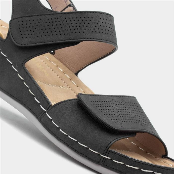 Comfy Steps Mull Womens Black Sandal - Image 4