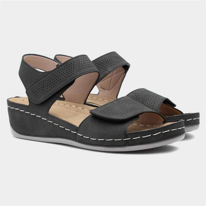 Comfy Steps Mull Womens Black Sandal - Image 5