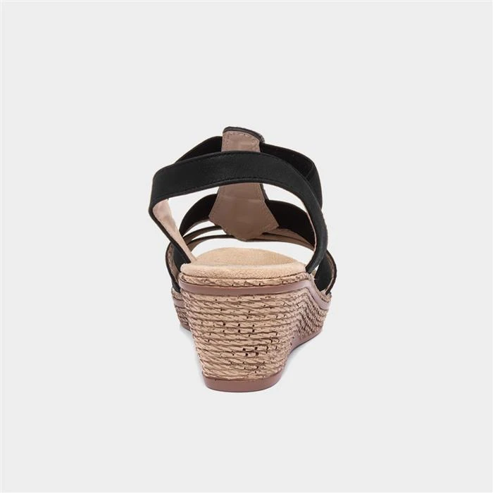 Softlites Womens Black Slip On Wedge Sandal - Image 3